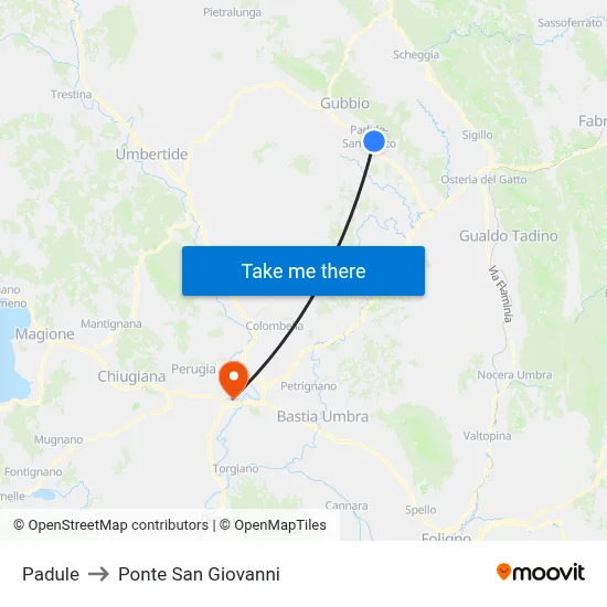 Padule to San Giovanni Bridge map