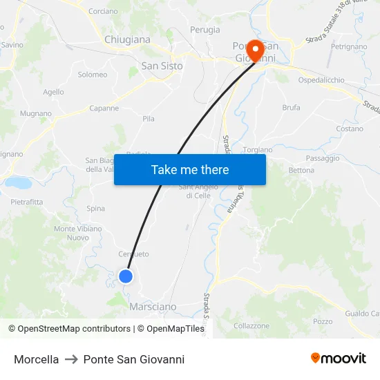 Morcella to San Giovanni Bridge map