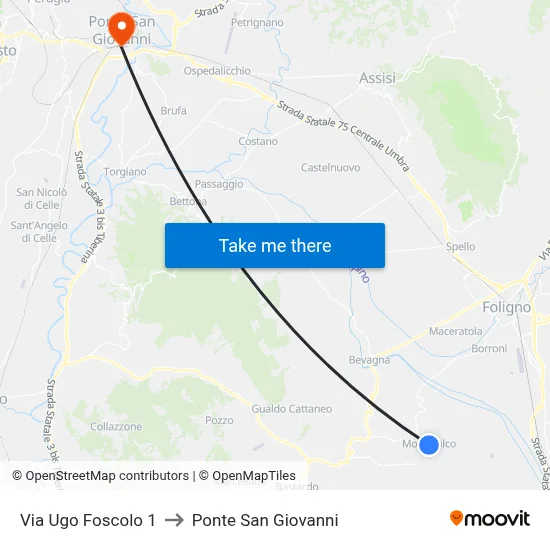Ugo Foscolo Street 1 to San Giovanni Bridge map