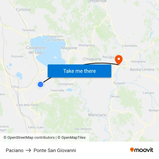 Paciano to San Giovanni Bridge map