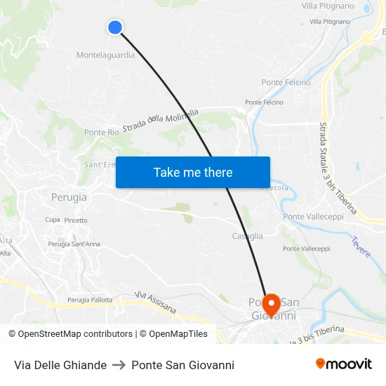 Acorns Street to San Giovanni Bridge map