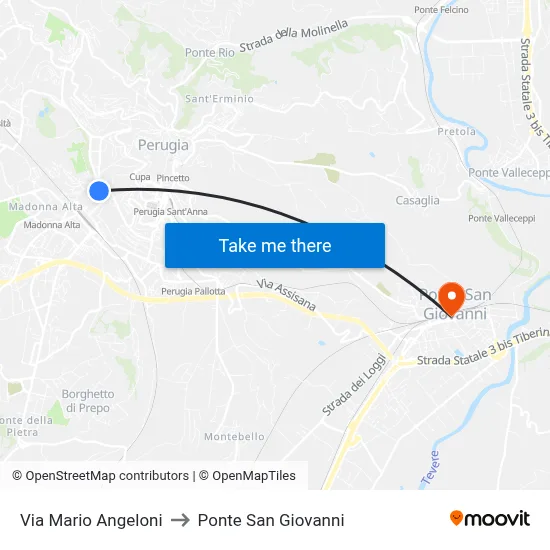 Mario Angeloni Street to San Giovanni Bridge map