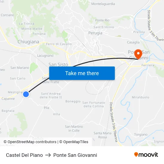 Castel del Piano to San Giovanni Bridge map