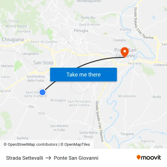 Settevalli Road to San Giovanni Bridge map