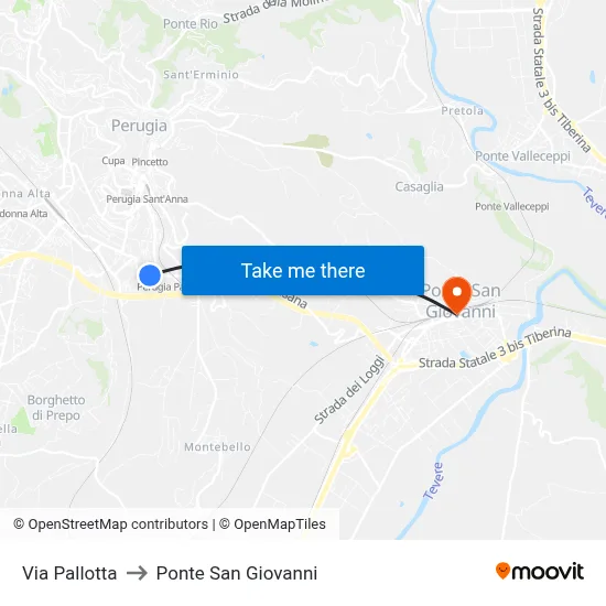 Pallotta Street to San Giovanni Bridge map
