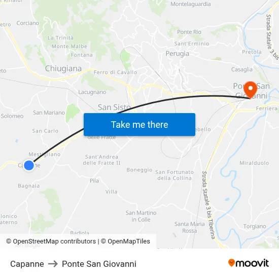 Cabins to San Giovanni Bridge map