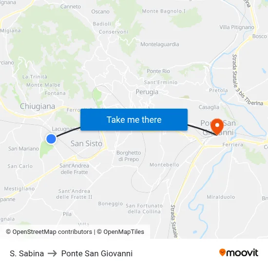 S. Sabina to San Giovanni Bridge map