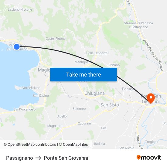 Passignano to Ponte San Giovanni map