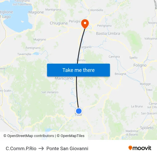 Rio Shopping Center to San Giovanni Bridge map