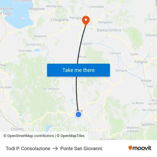 Todi Consolazione Gate to San Giovanni Bridge map