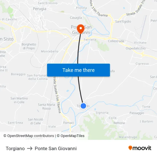 Torgiano to San Giovanni Bridge map