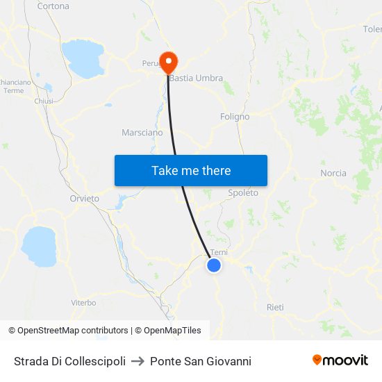 Strada Di Collescipoli to Ponte San Giovanni map