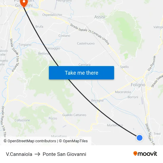 Via Cannaiola to San Giovanni Bridge map