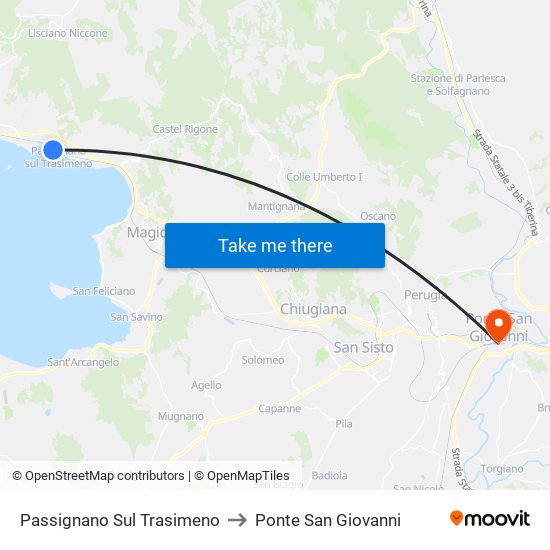 Passignano Sul Trasimeno to Ponte San Giovanni map