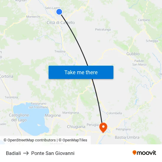 Badiali to San Giovanni Bridge map