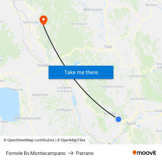 Fornole Bv.Montecampano to Parrano map