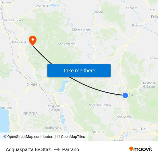 Acquasparta Bv.Staz. to Parrano map