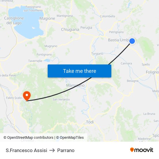 S.Francesco Assisi to Parrano map