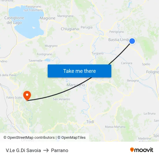 Viale Duca Di Savoia to Parrano map