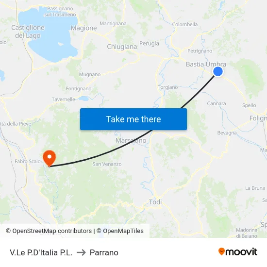 V.Le P.D'Italia P.L. to Parrano map