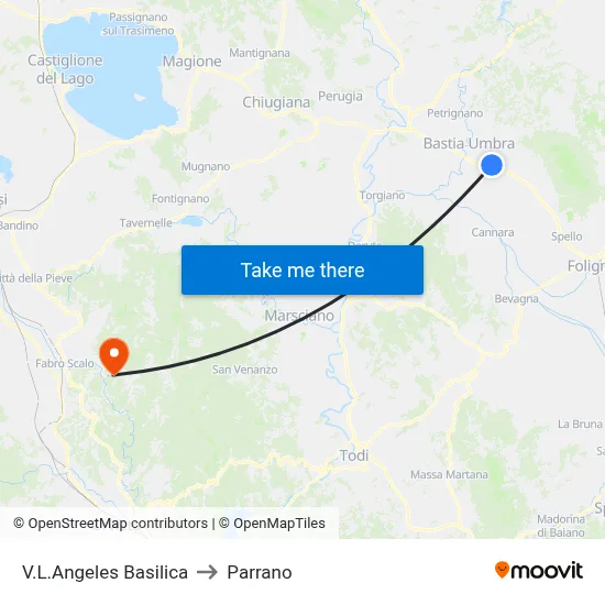 Los Angeles Street Basilica to Parrano map
