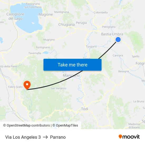 Via Los Angeles 3 to Parrano map