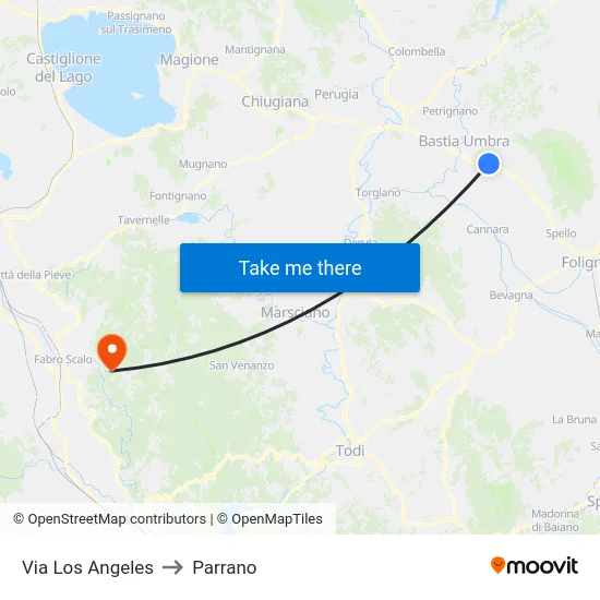 Via Los Angeles to Parrano map