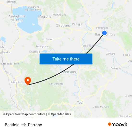 Bastiola to Parrano map