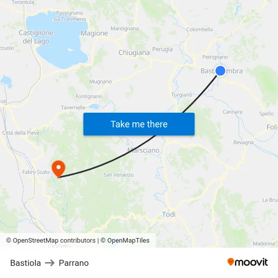Bastiola to Parrano map