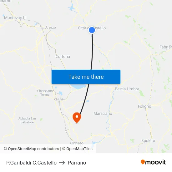 P.Garibaldi C.Castello to Parrano map