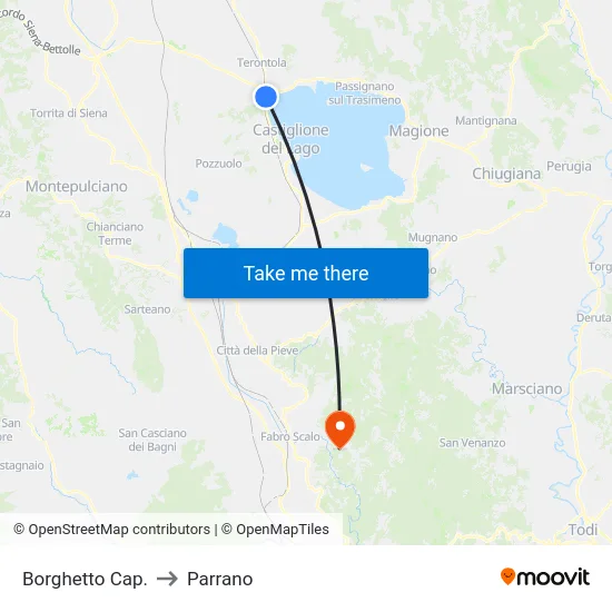 Borghetto Cap. to Parrano map