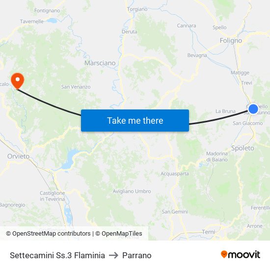 Settecamini Ss.3 Flaminia to Parrano map