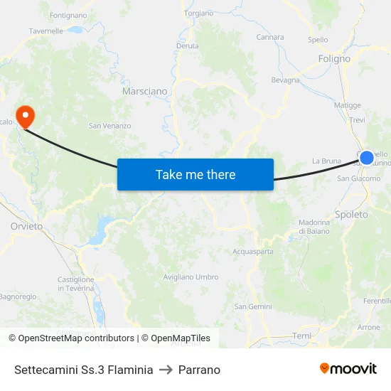 Settecamini Ss.3 Flaminia to Parrano map