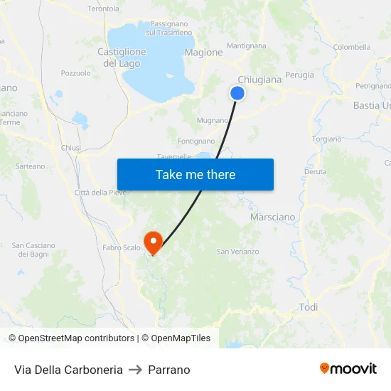Via Della Carboneria to Parrano map