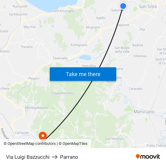 Via Luigi Bazzucchi to Parrano map