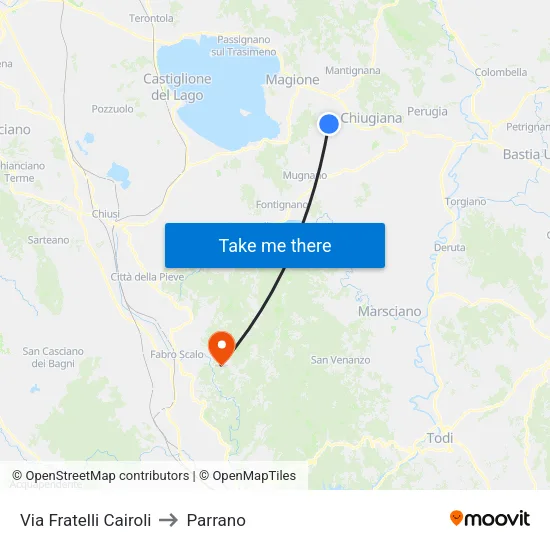 Via Fratelli Cairoli to Parrano map