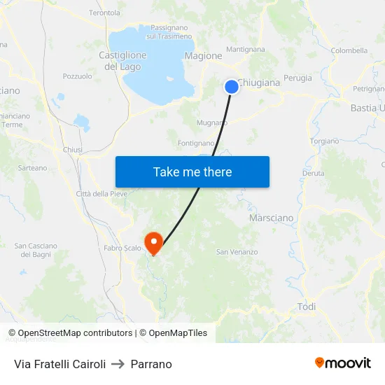 Via Fratelli Cairoli to Parrano map