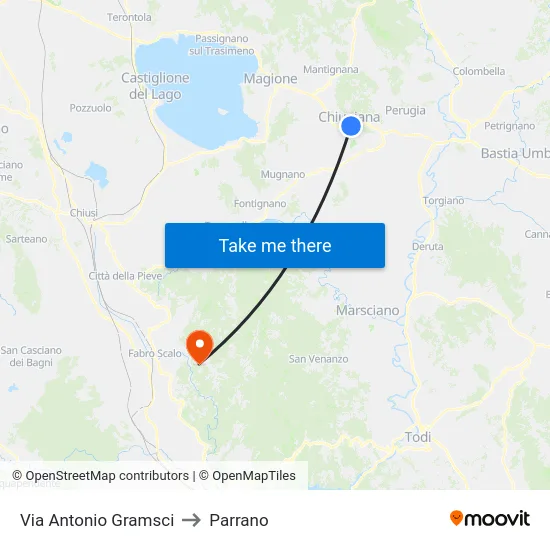 Via Antonio Gramsci to Parrano map