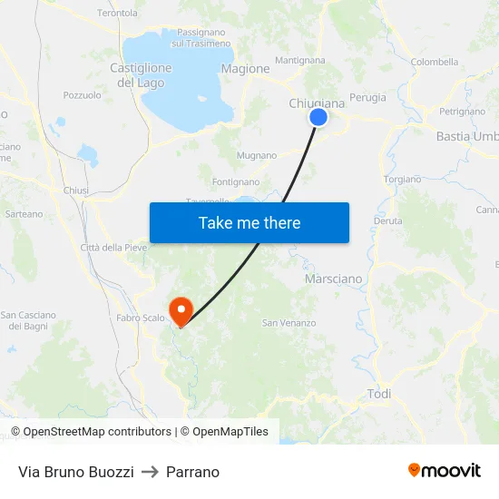 Via Bruno Buozzi to Parrano map
