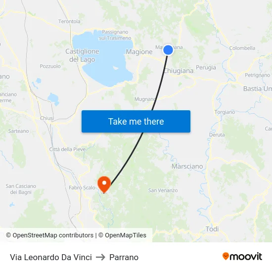 Via Leonardo Da Vinci to Parrano map