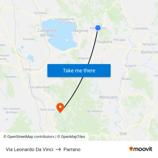 Via Leonardo Da Vinci to Parrano map