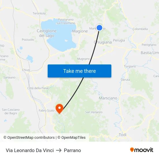 Via Leonardo Da Vinci to Parrano map