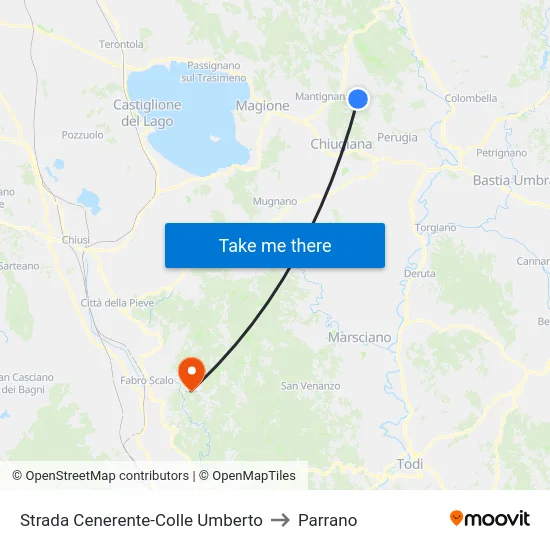 Strada Cenerente-Colle Umberto to Parrano map