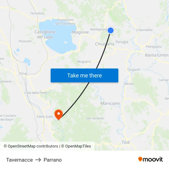 Tavernacce to Parrano map