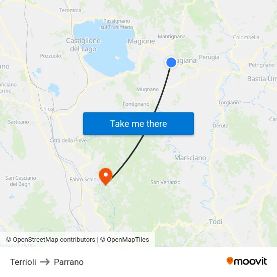Terrioli to Parrano map