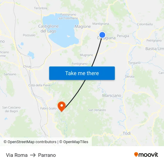 Via Roma to Parrano map