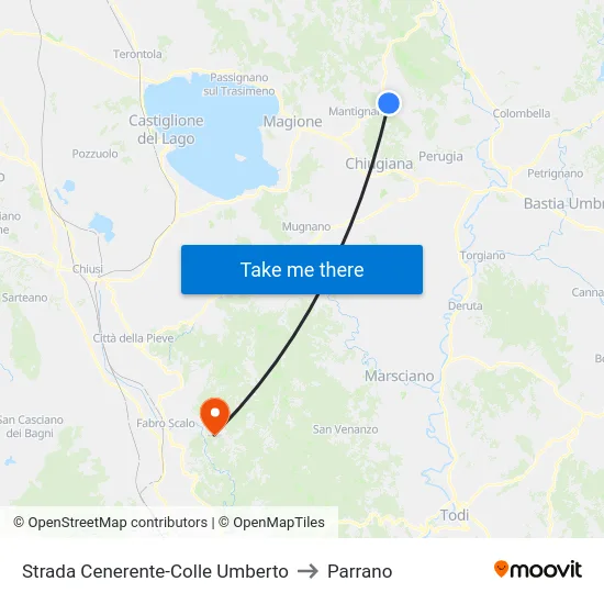Strada Cenerente-Colle Umberto to Parrano map