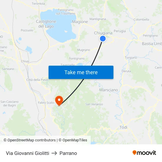 Via Giovanni Giolitti to Parrano map