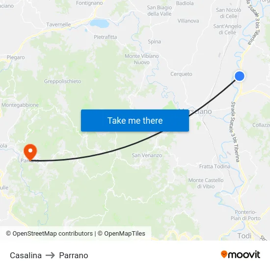 Casalina to Parrano map