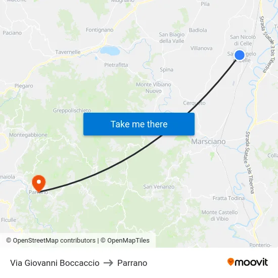 Via Giovanni Boccaccio to Parrano map